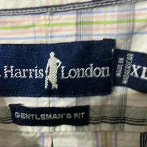 T. Harris London White Pale Plaid Short Sleeve Button Down Shirt Size XL Mens - Picture 4 of 5